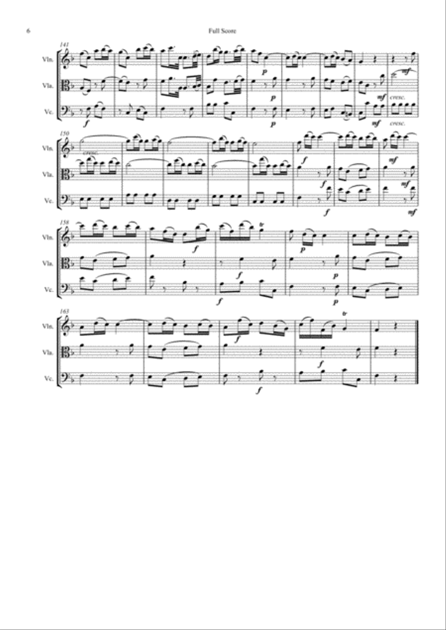 Gallo: 3 movts. from 2 Trio Sonatas (Pulcinella Suite III.Scherzino) - string trio String Trio scores gallery preview page 6