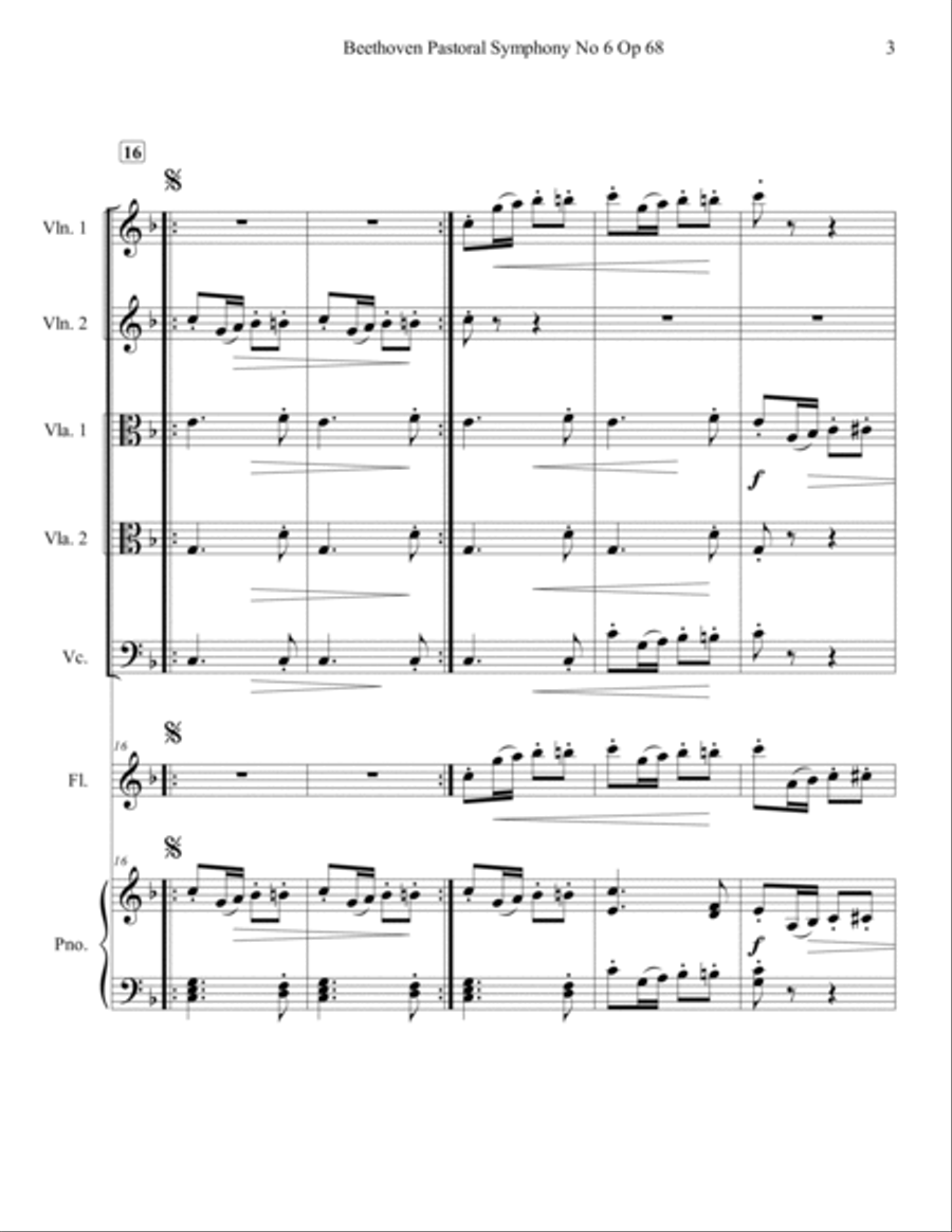 Beethoven Pastoral Symphony No 6 Countryside Arrival String Quartet String Quartet scores gallery preview page 3