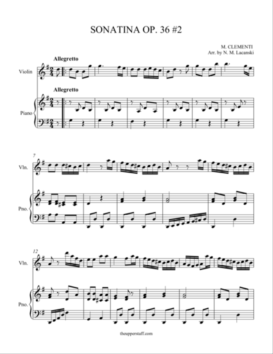Sonatina Op. 36 #2 Violin Solo scores gallery preview page 1