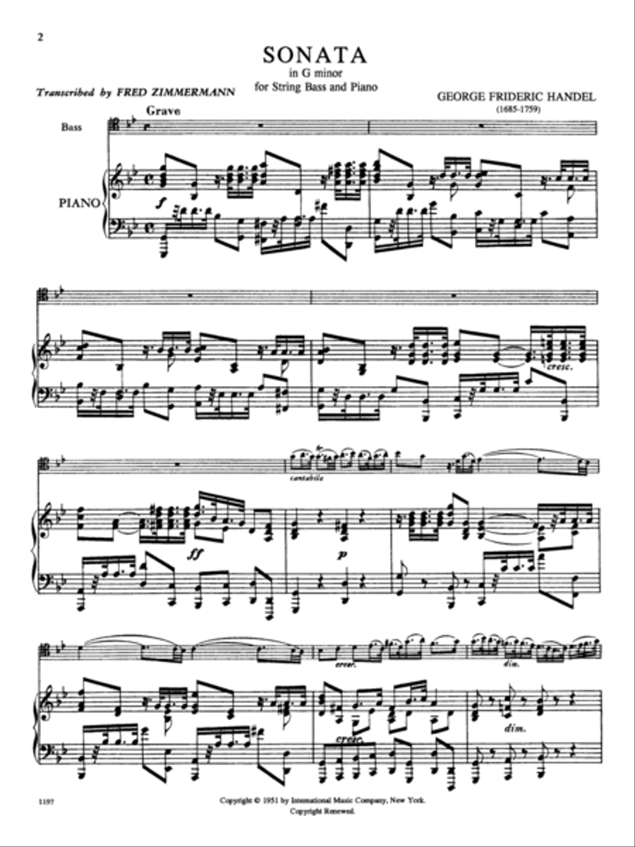Sonata In G Minor Sonata In G Minor Double Bass scores gallery preview page 2