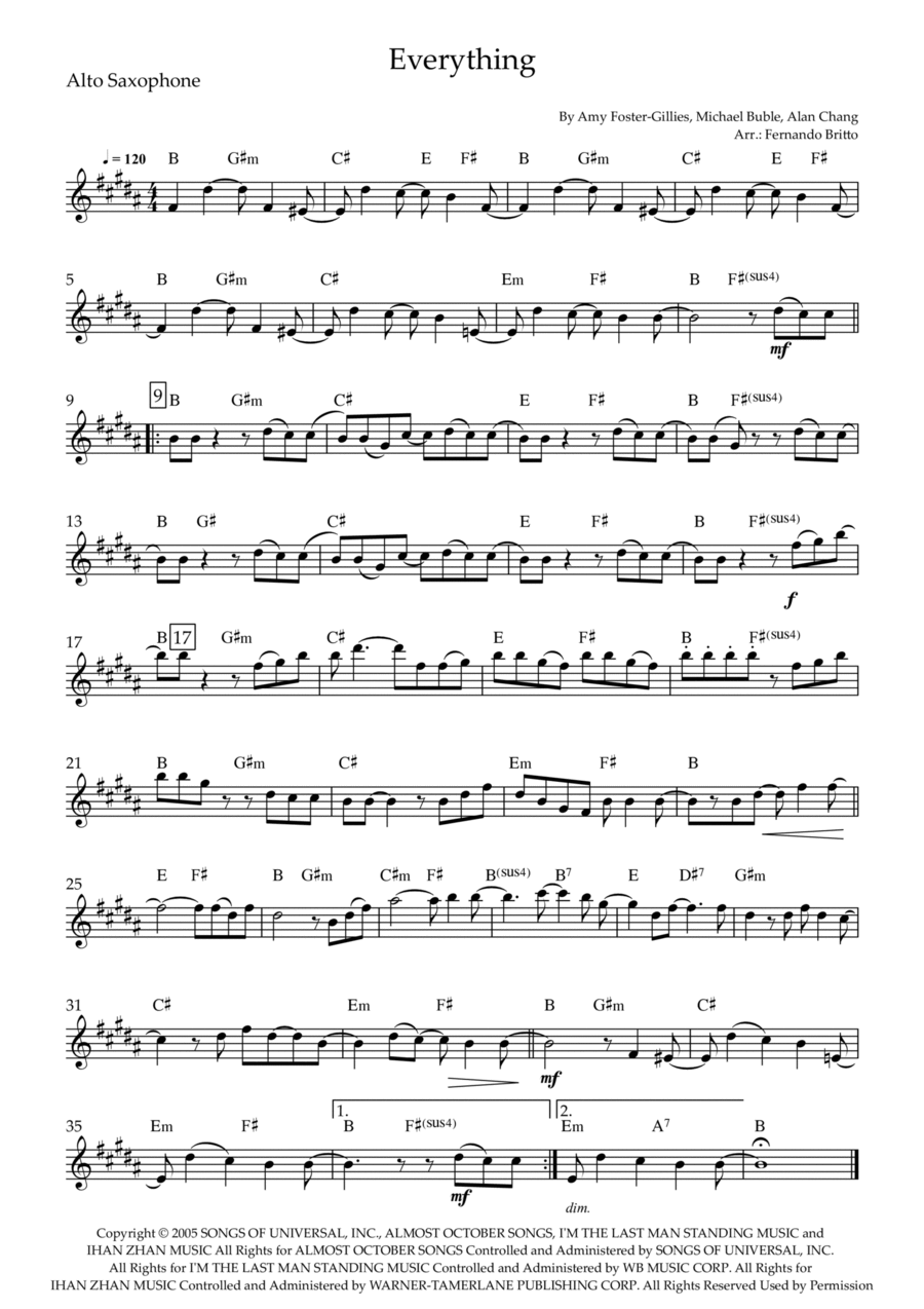 Everything Alto Saxophone scores gallery preview page 1