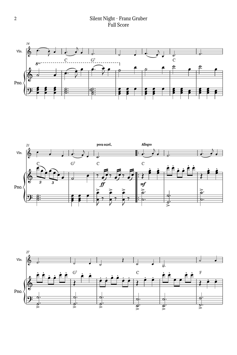 Silent Night for Violin and Piano Chamber Music scores gallery preview page 2