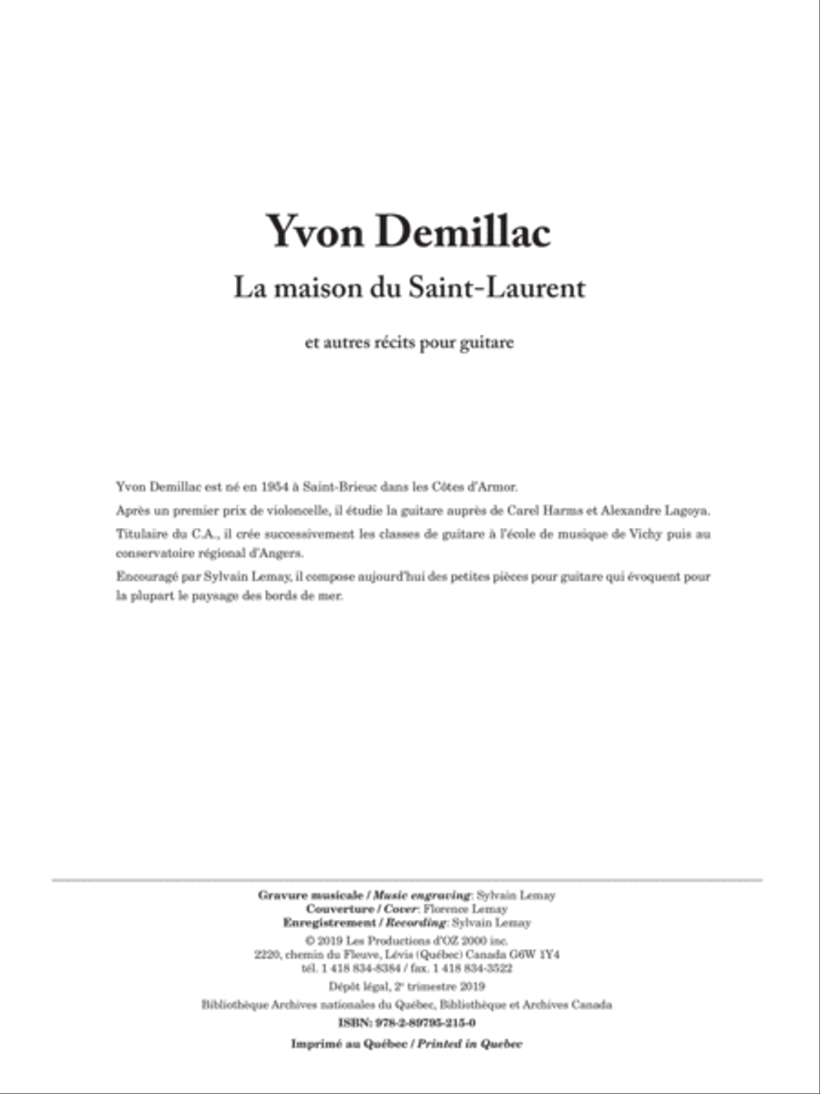 La maison du Saint-Laurent Classical Guitar scores gallery preview page 1