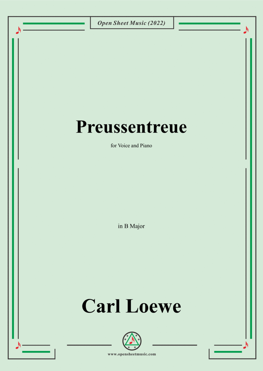 Loewe-Preussentreue,in B Major,for Voice and Piano Voice Solo scores gallery preview page 1