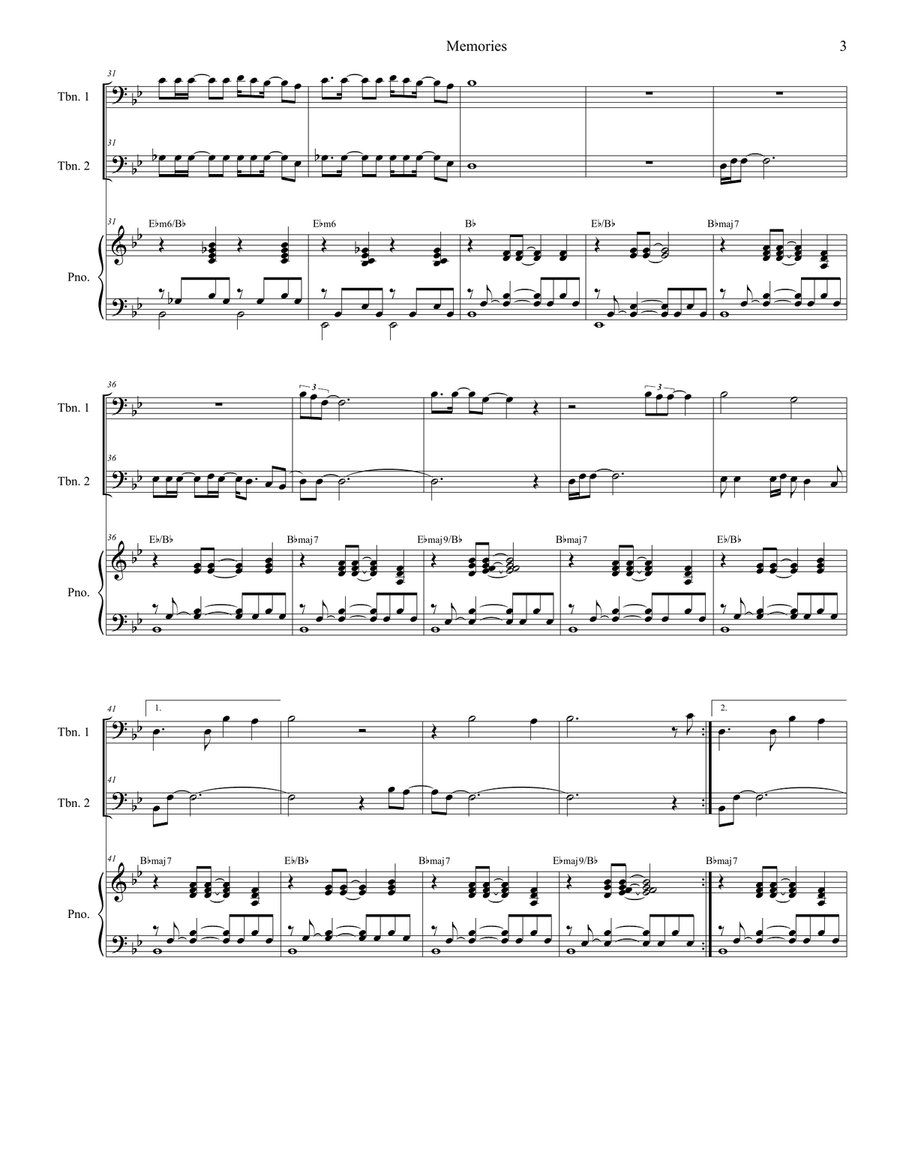 Memories Memories Trombone Duet scores gallery preview page 3
