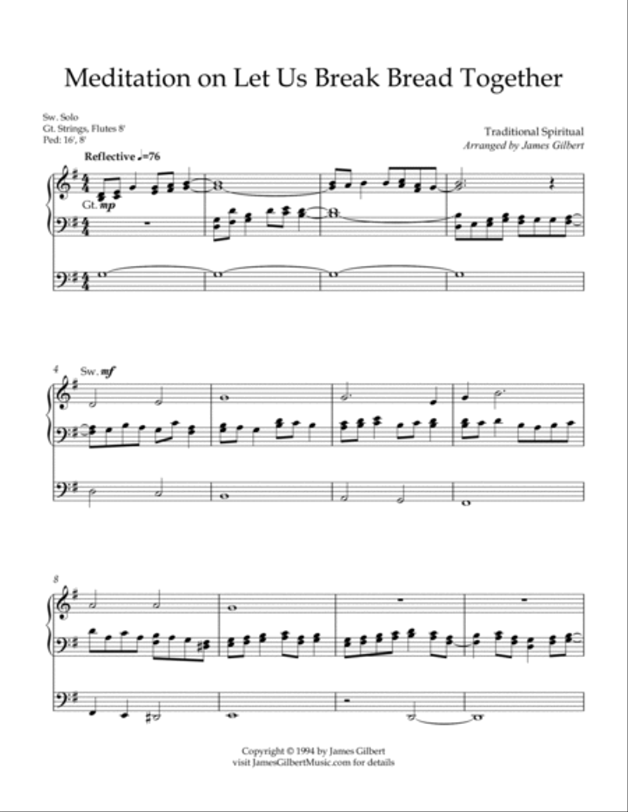 Meditation on Let Us Break Bread Together Organ Solo scores gallery preview page 2