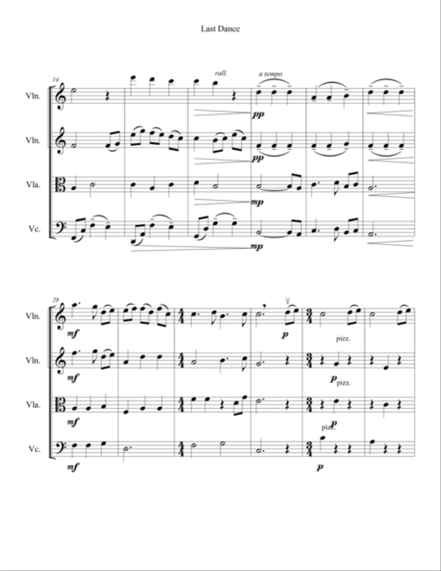 Last Dance String Quartet scores gallery preview page 2