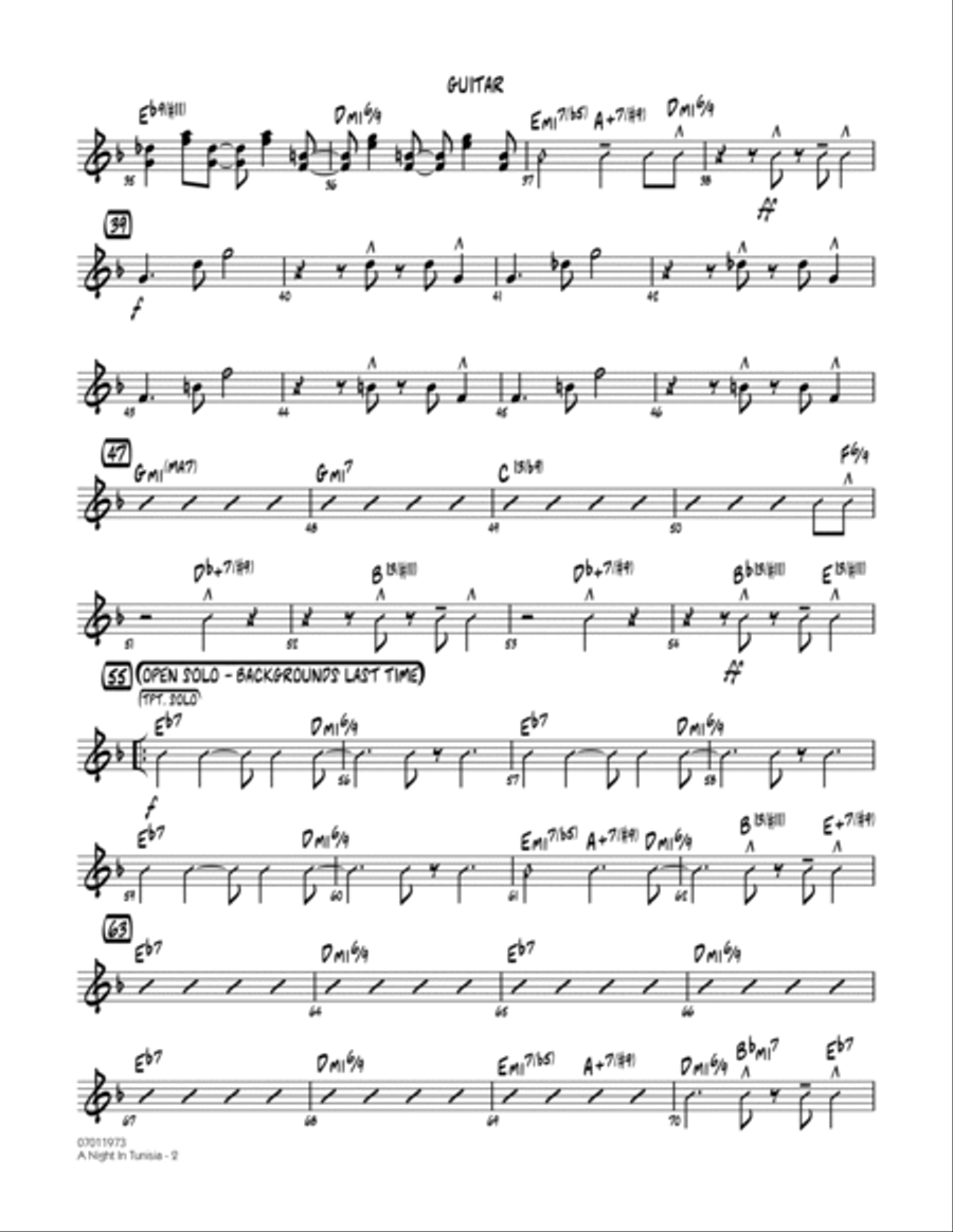 A Night In Tunisia - Guitar Jazz Ensemble scores gallery preview page 2
