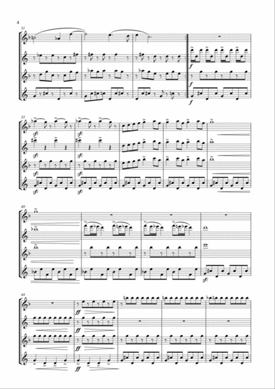 Sabre Dance arr. saxophone quartet Sabre Dance arr. saxophone quartet Saxophone Quartet scores gallery preview page 4
