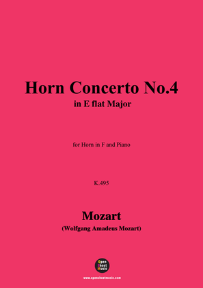 Book cover for W. A. Mozart-Horn Concerto No.4,for Horn in F and Piano