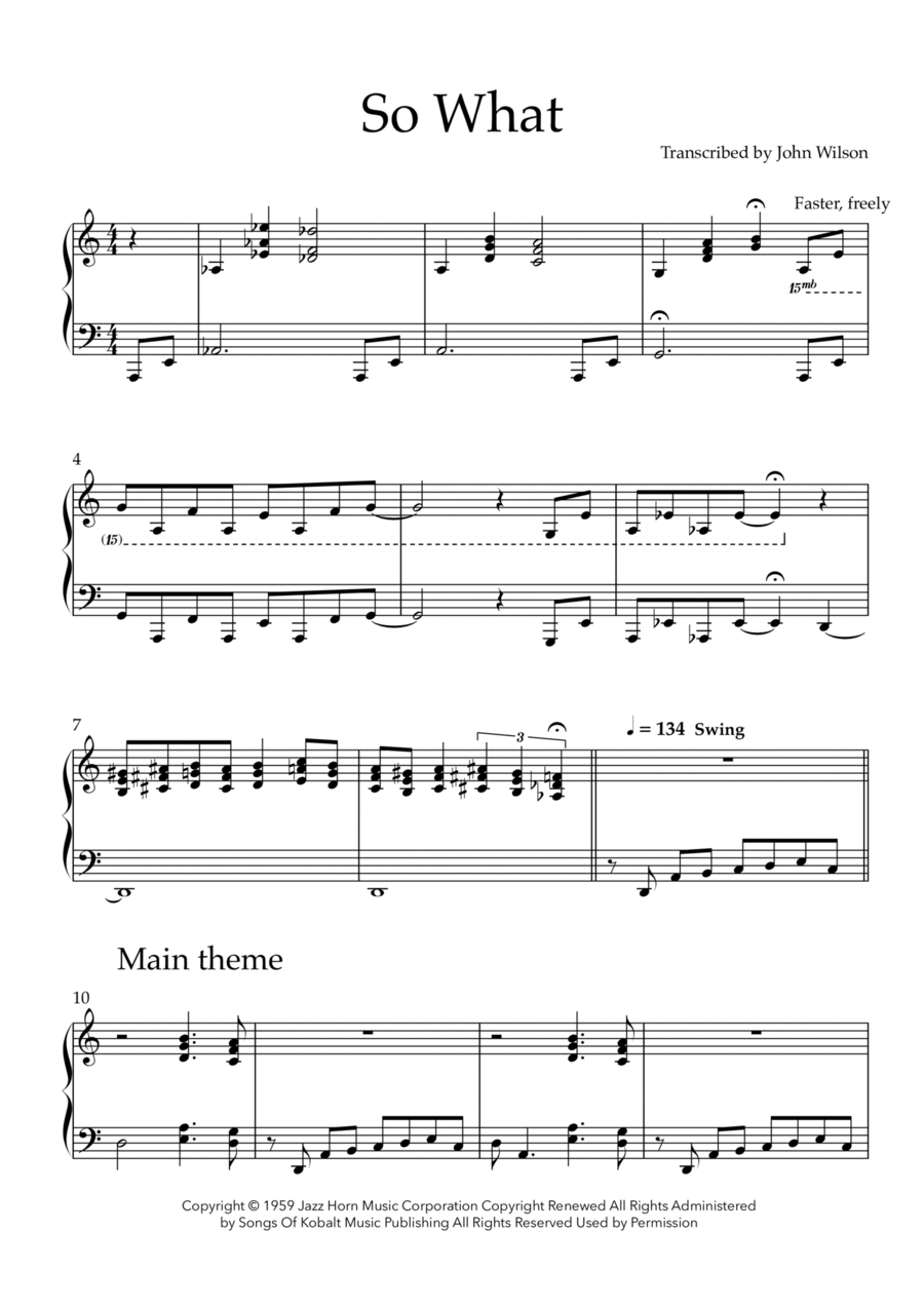 So What Piano Solo scores gallery preview page 1