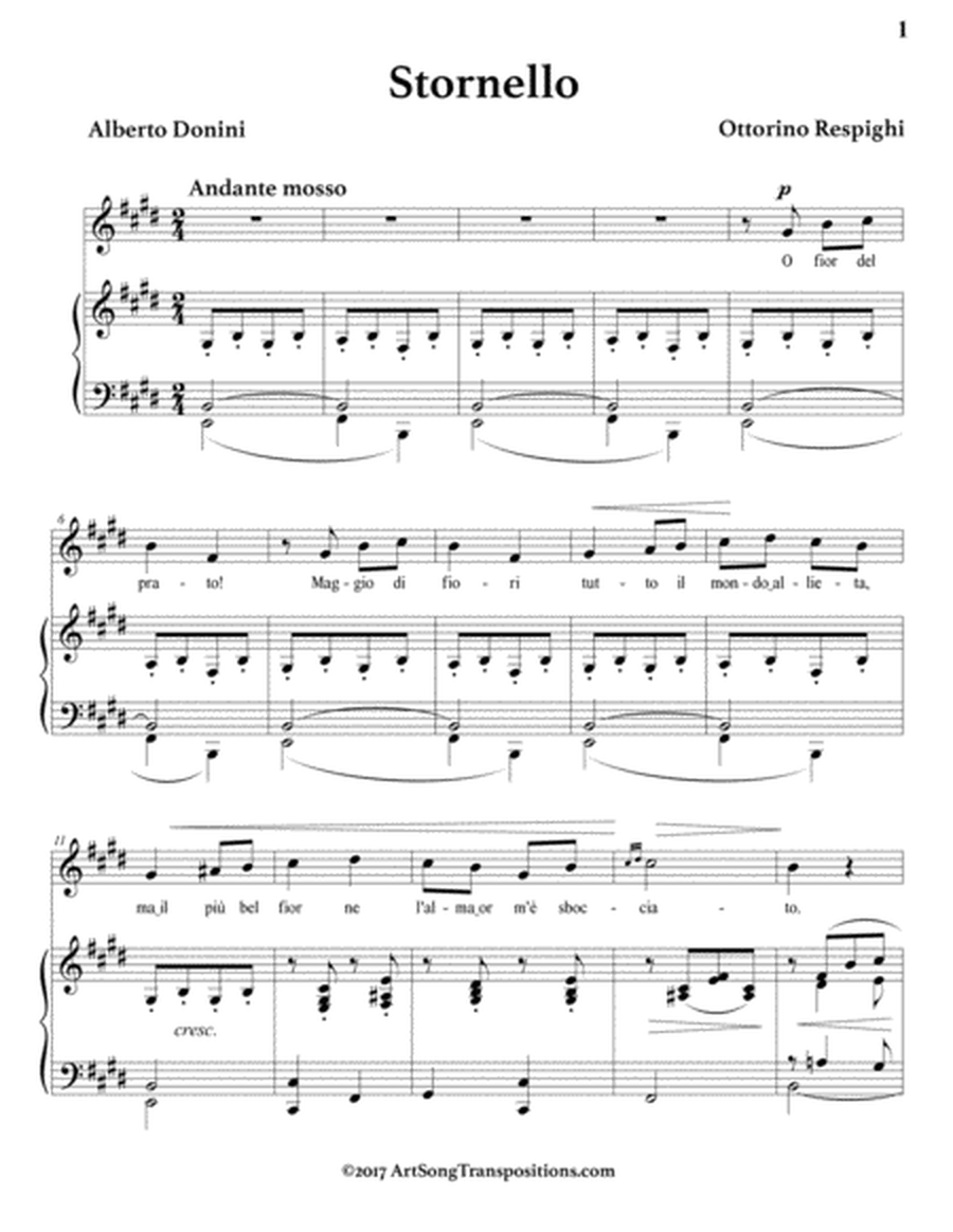 RESPIGHI: Stornello (transposed to E major)