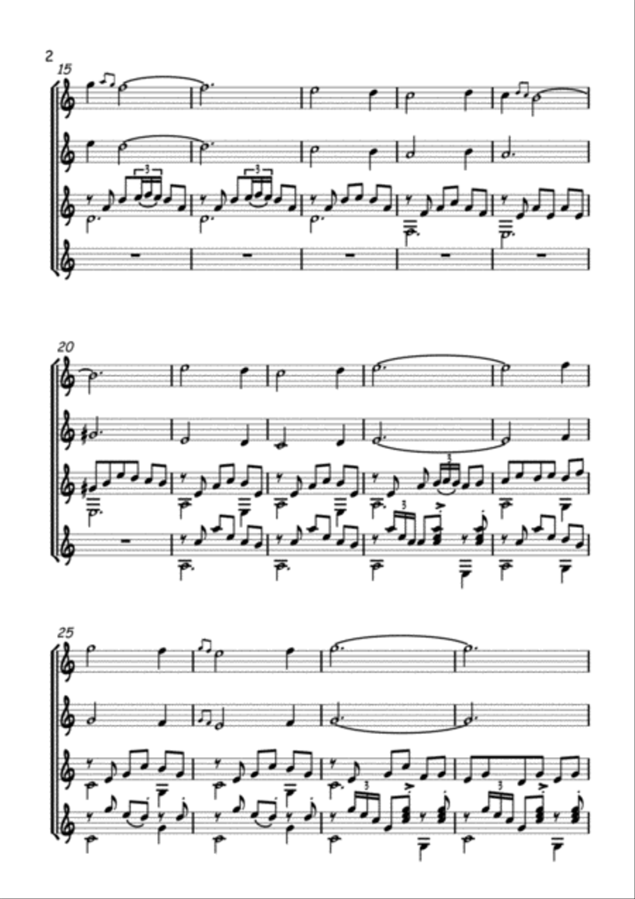 Recuerdos de la Alhambra ( Guitar Quartet ) Small Ensemble scores gallery preview page 2