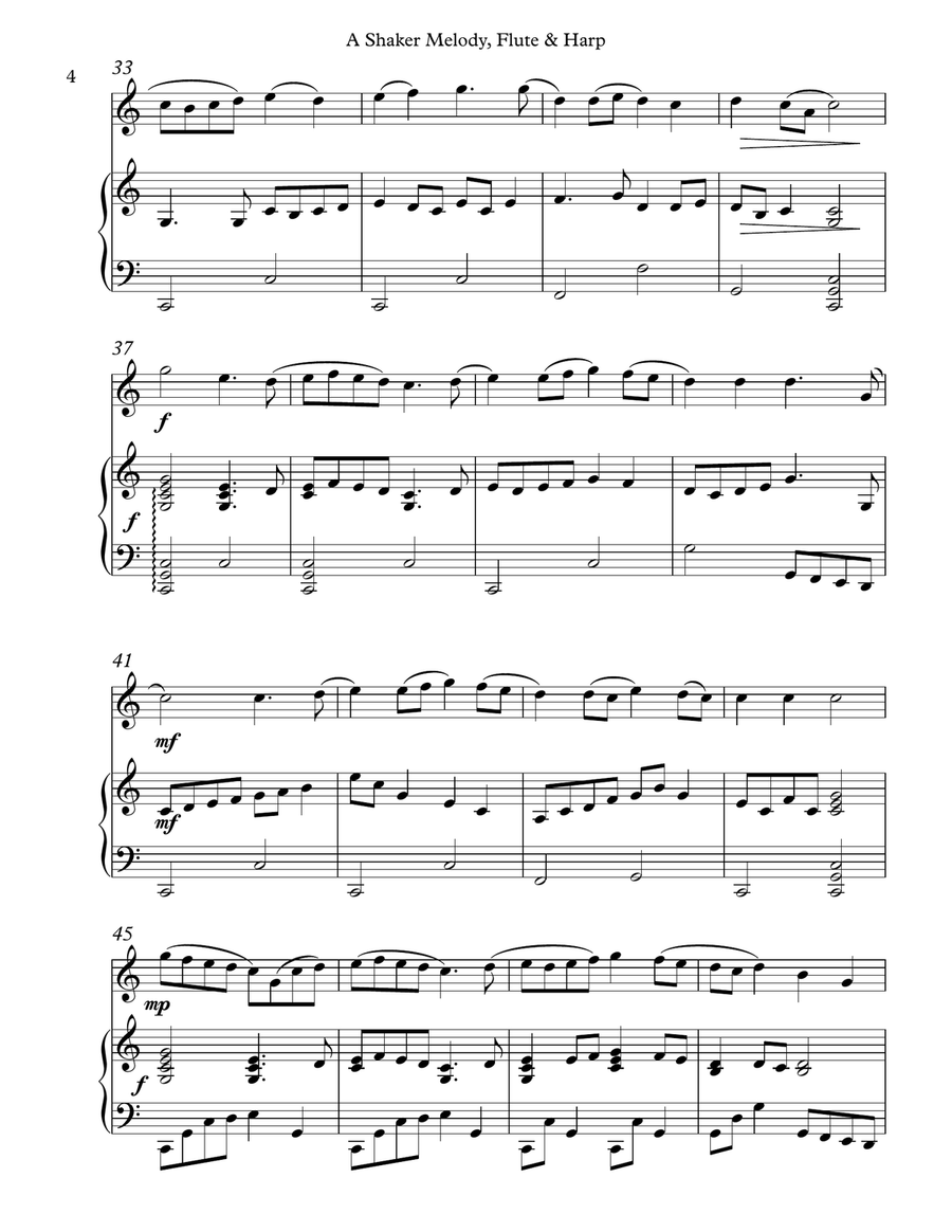 A Shaker Melody, Duet for Oboe & Harp Oboe scores gallery preview page 4