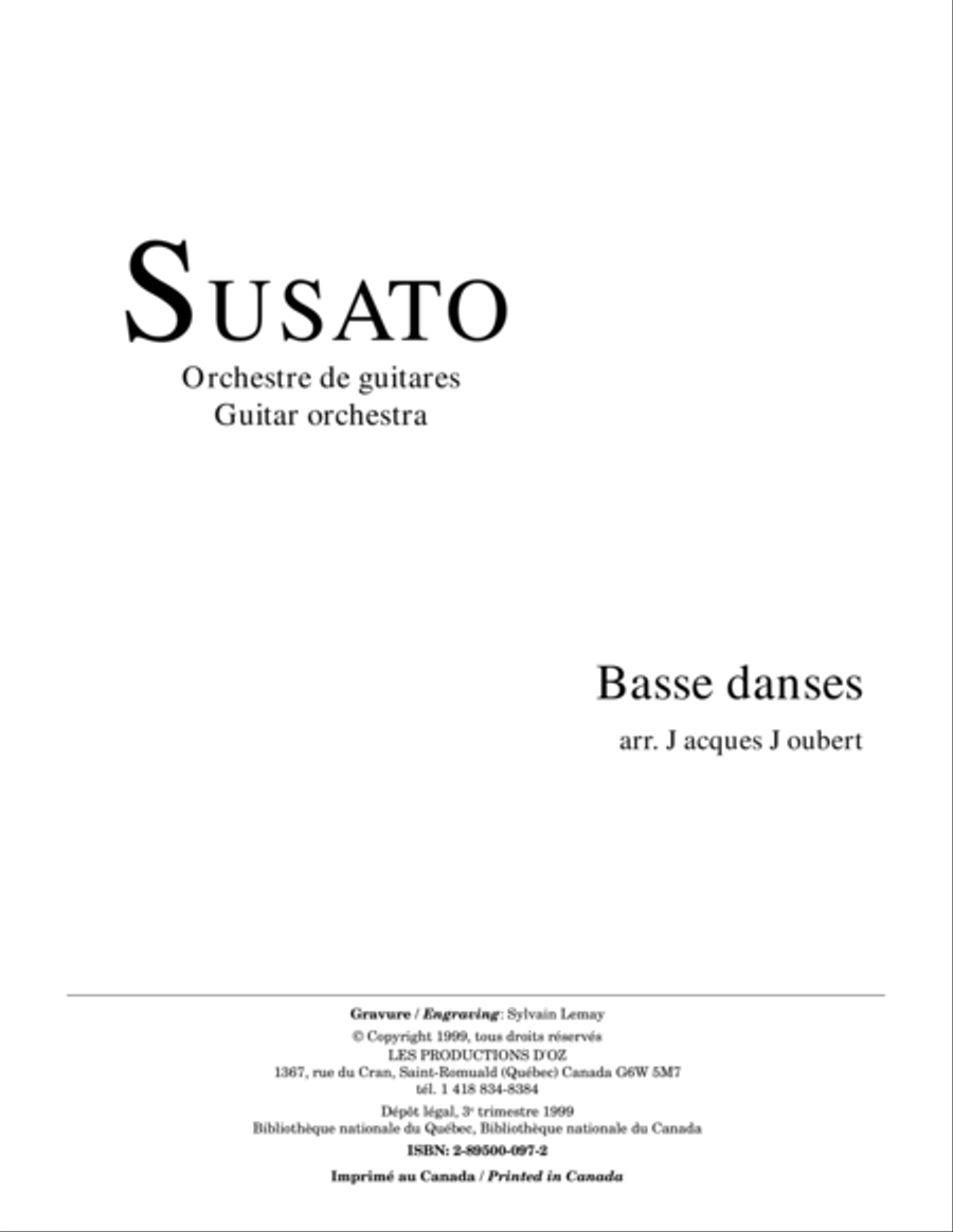 Basse danses Guitar Ensemble scores gallery preview page 1