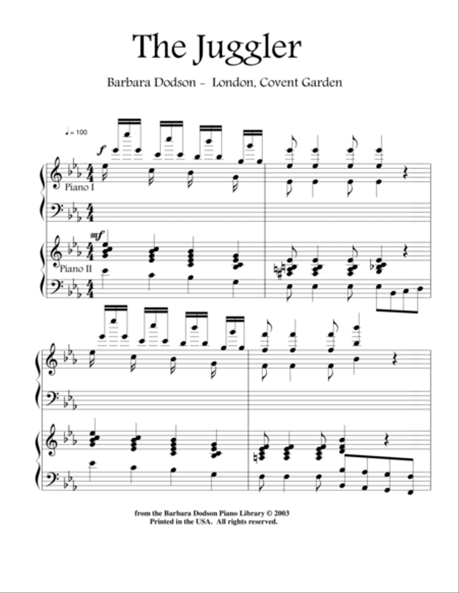 The Juggler The Juggler Piano scores gallery preview page 1