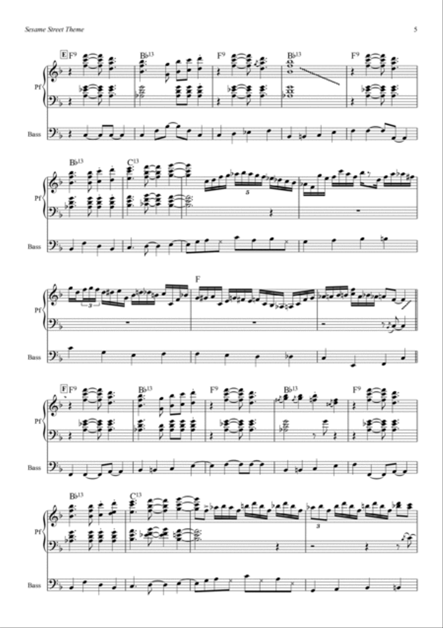 Sesame Street Theme Piano, Vocal, Guitar scores gallery preview page 5