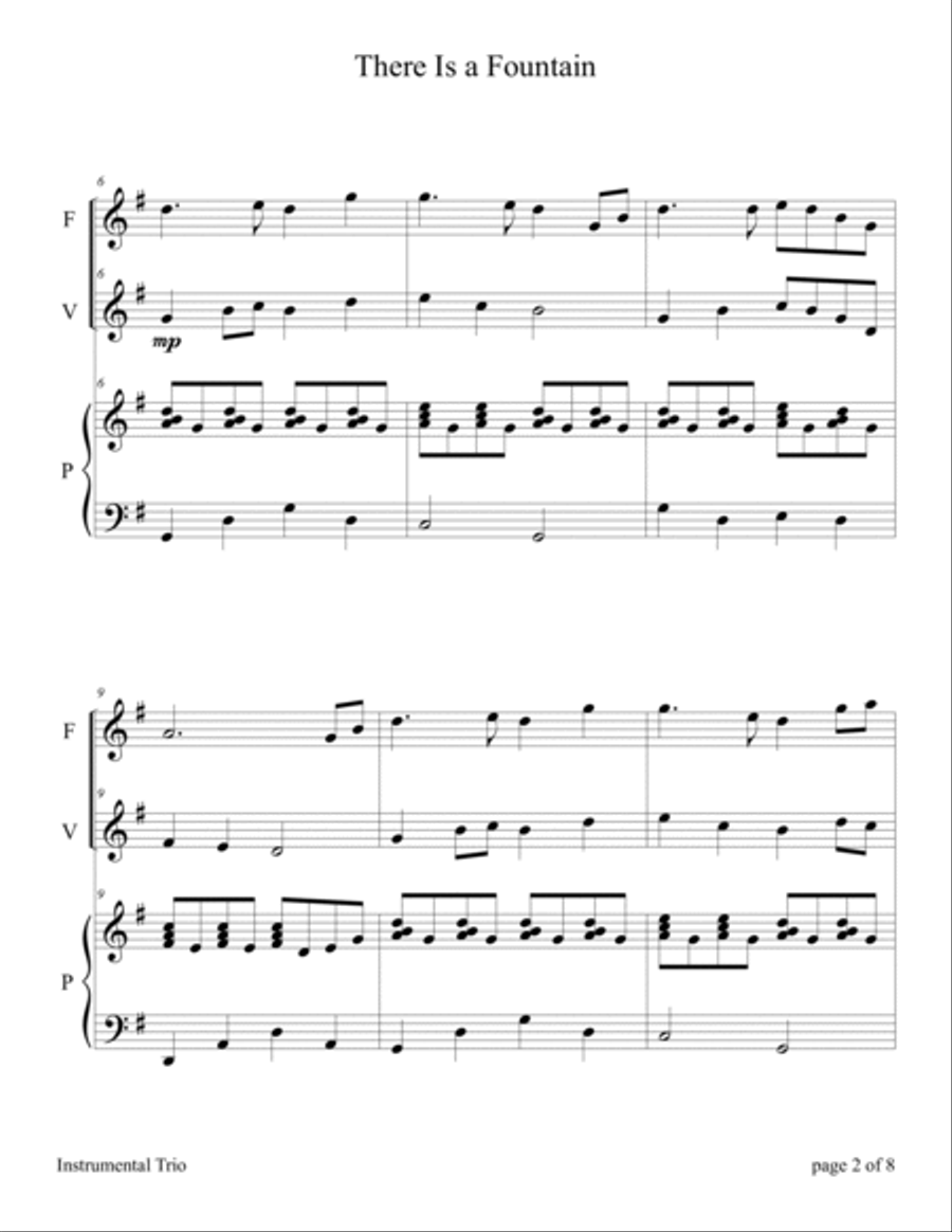 There Is a Fountain (for Flute and Violin Duet with Piano accompaniment) image number null