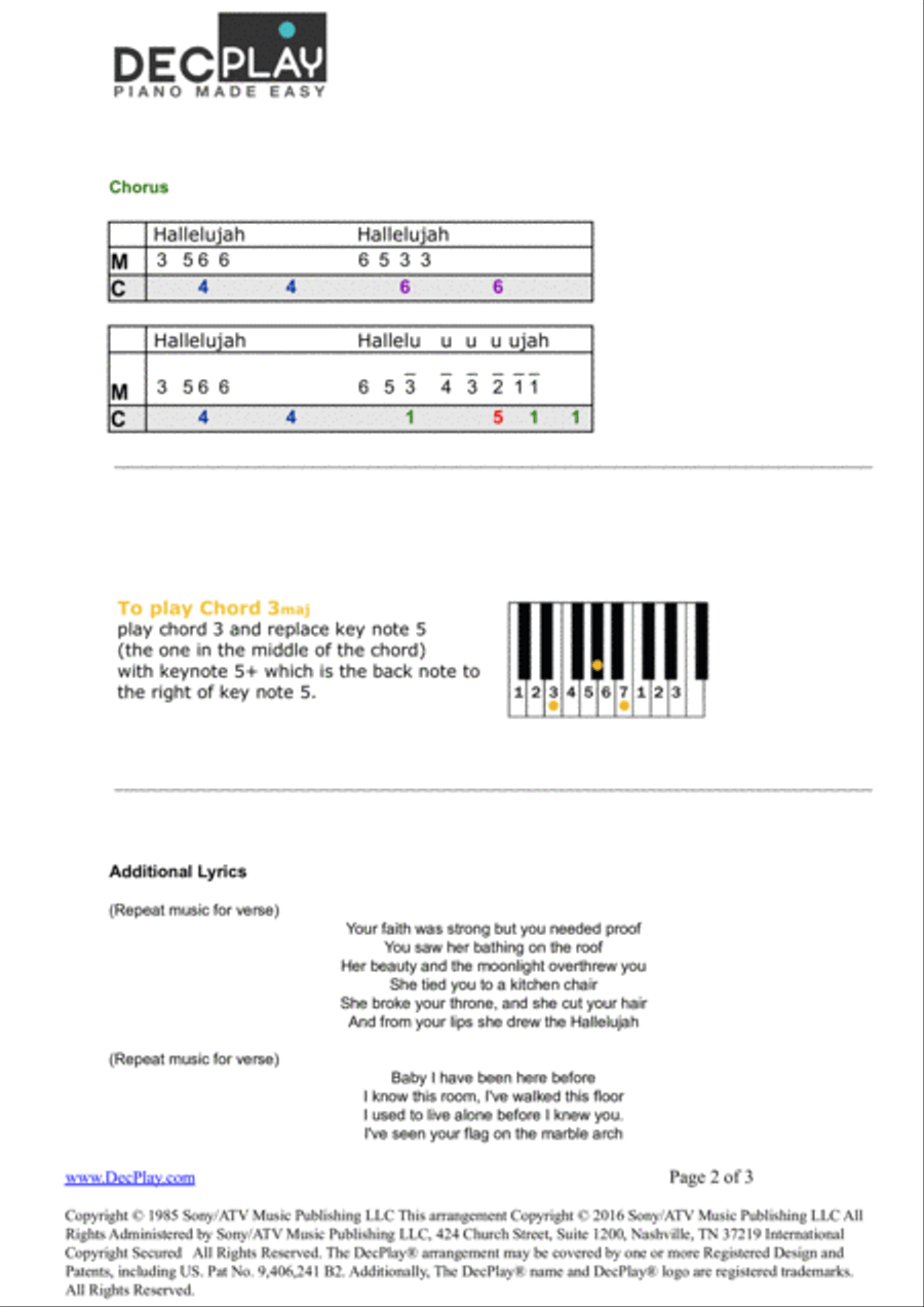 Hallelujah Easy Piano scores gallery preview page 2