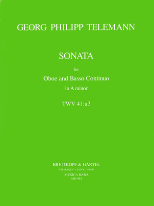 Book cover for Sonata in A minor TWV 41:a3