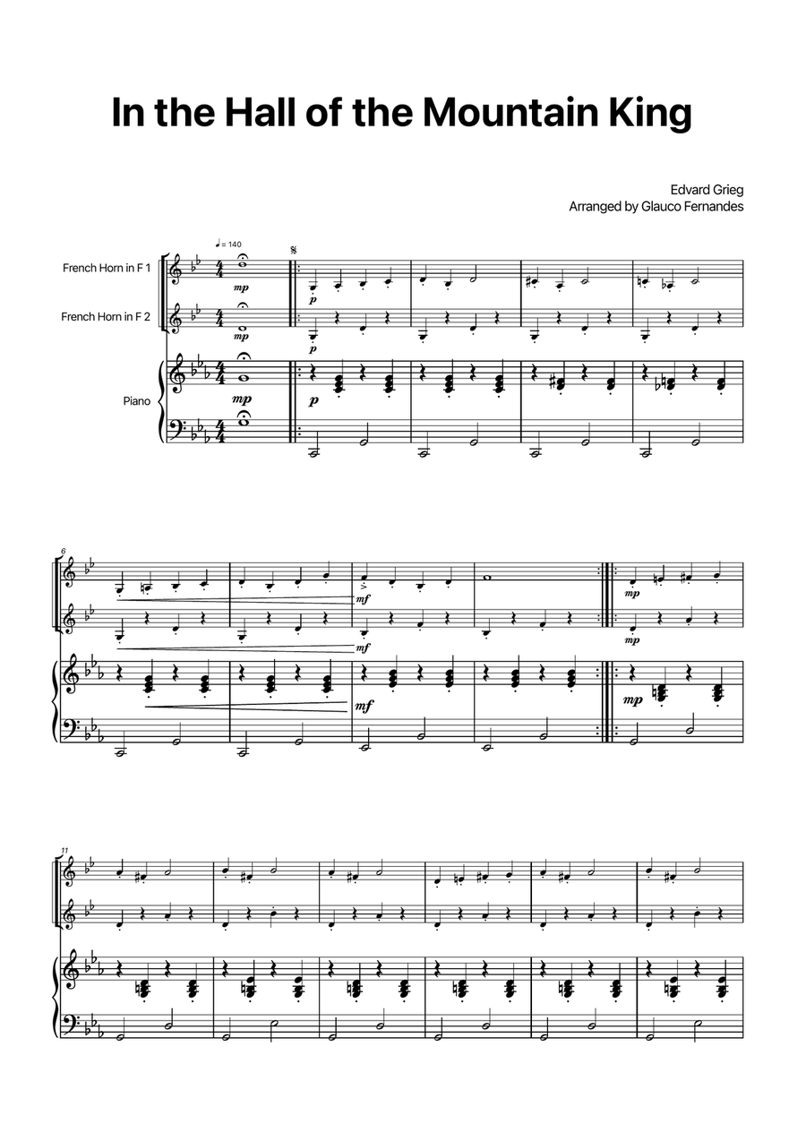 Book cover for In the Hall of the Mountain King - Horn Duet with Piano