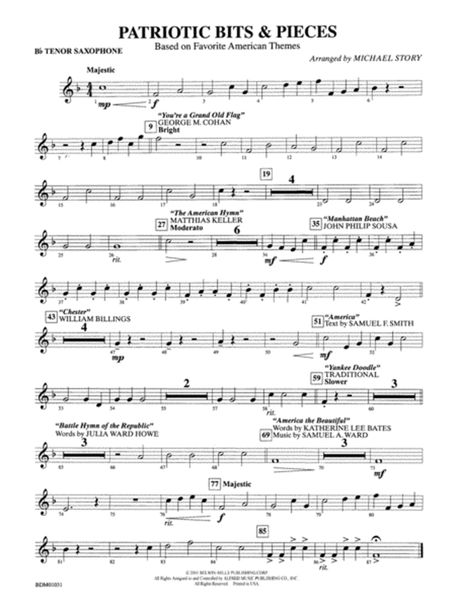 Patriotic Bits & Pieces (based on Favorite American Themes): B-flat Tenor Saxophone