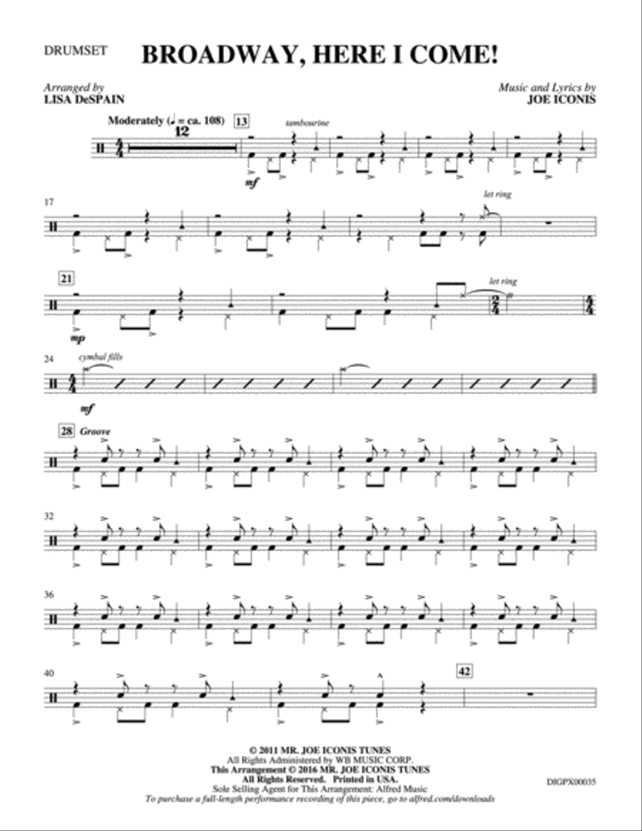 Broadway, Here I Come!: Drums Part scores gallery preview page 1