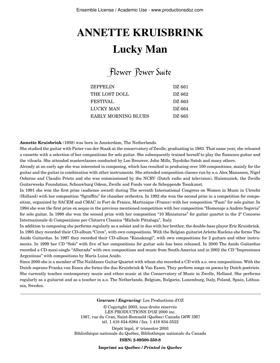Lucky Man - Flower Power Suite Guitar Ensemble scores gallery preview page 1
