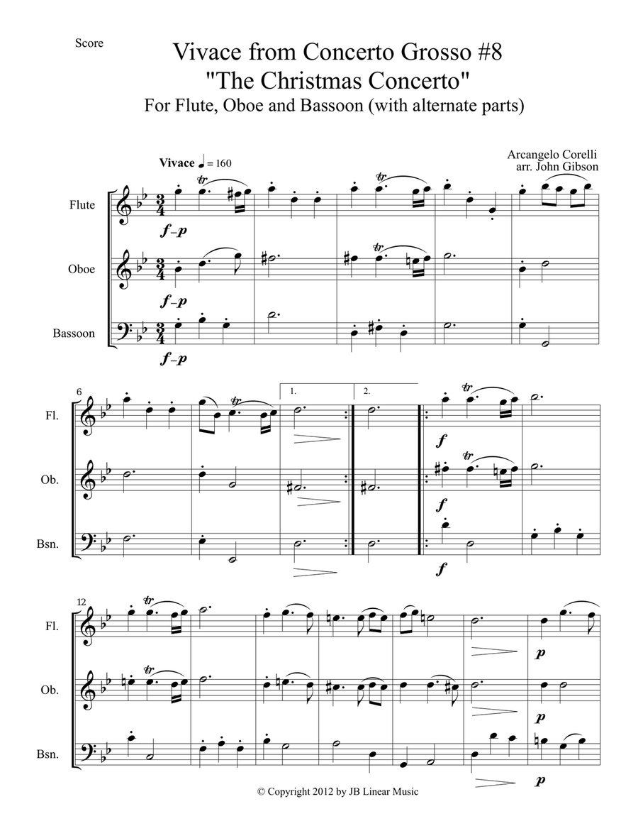 Corelli - from the Christmas Concerto - woodwind trio (flexible instrumentation) Woodwind Trio scores gallery preview page 2