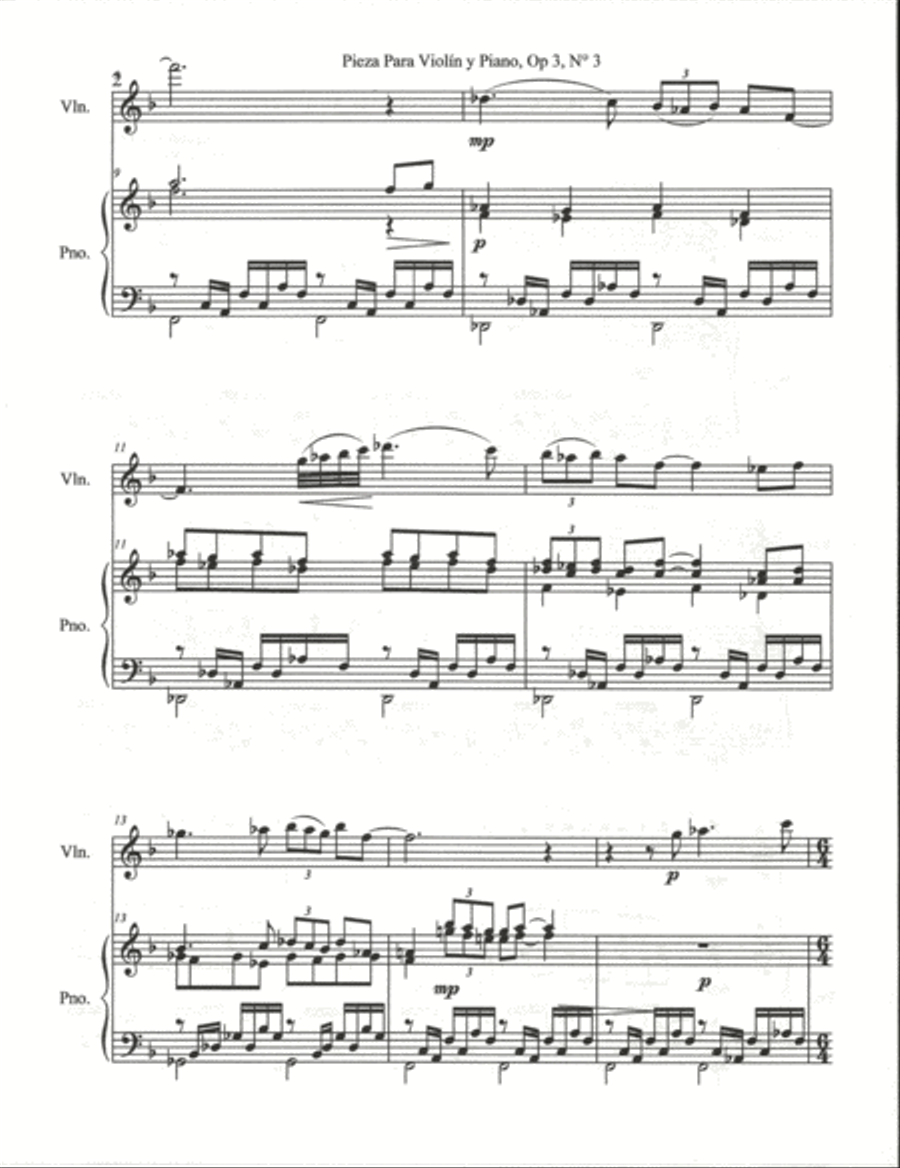 Pieza para Violin y Piano Op. 3 No. 3 String Duet scores gallery preview page 2