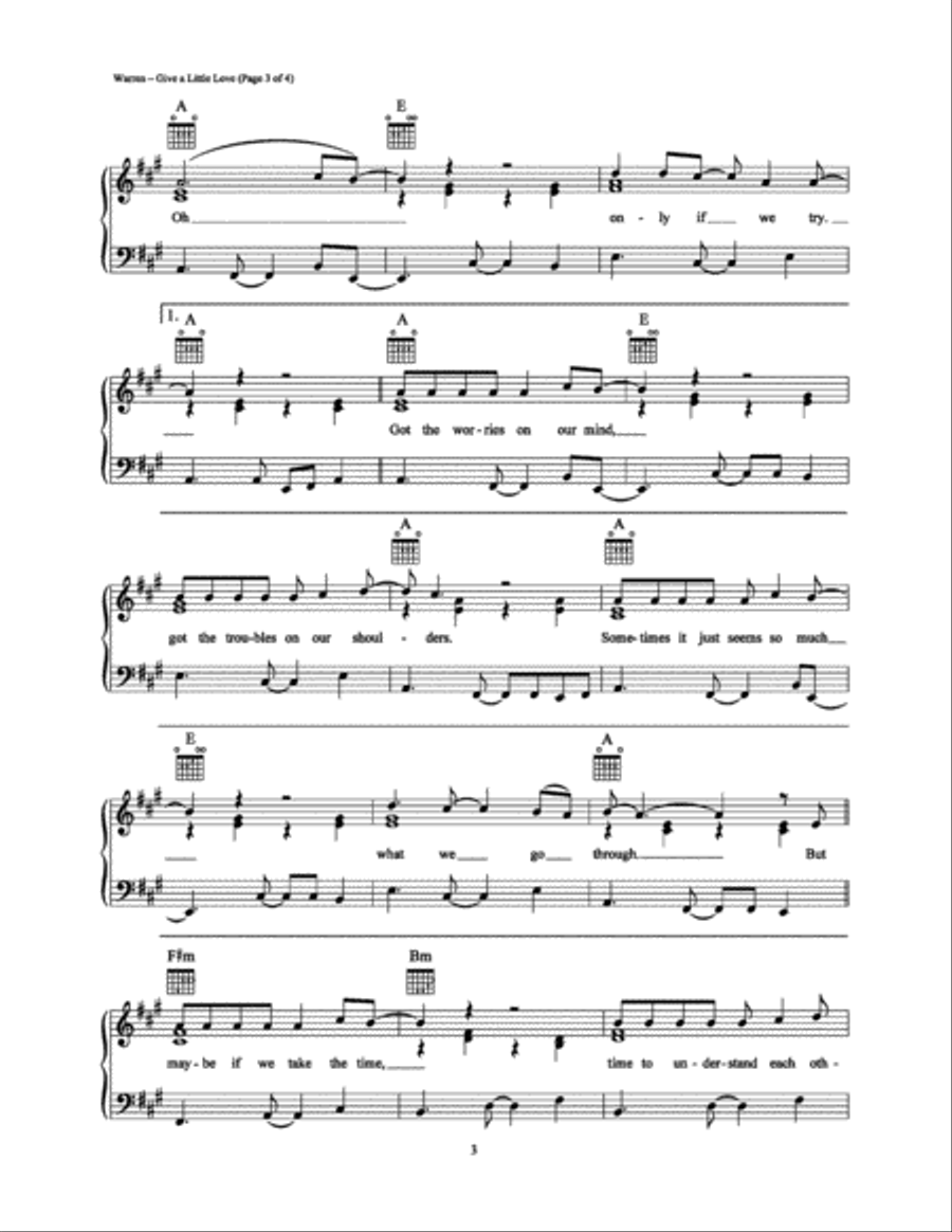 Give A Little Love Piano, Vocal, Guitar scores gallery preview page 3