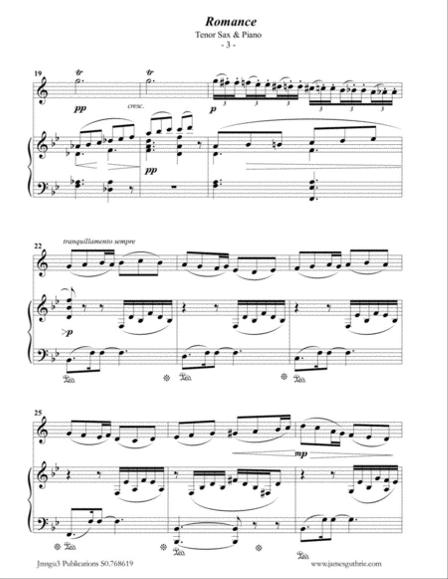 Fauré: Romance Op. 28 for Tenor Sax & Piano Tenor Saxophone scores gallery preview page 3