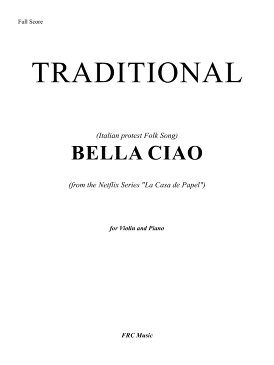 BELLA CIAO (from the Netflix Series "La Casa de Papel") for Violin and Piano (early Intermediate) image number null