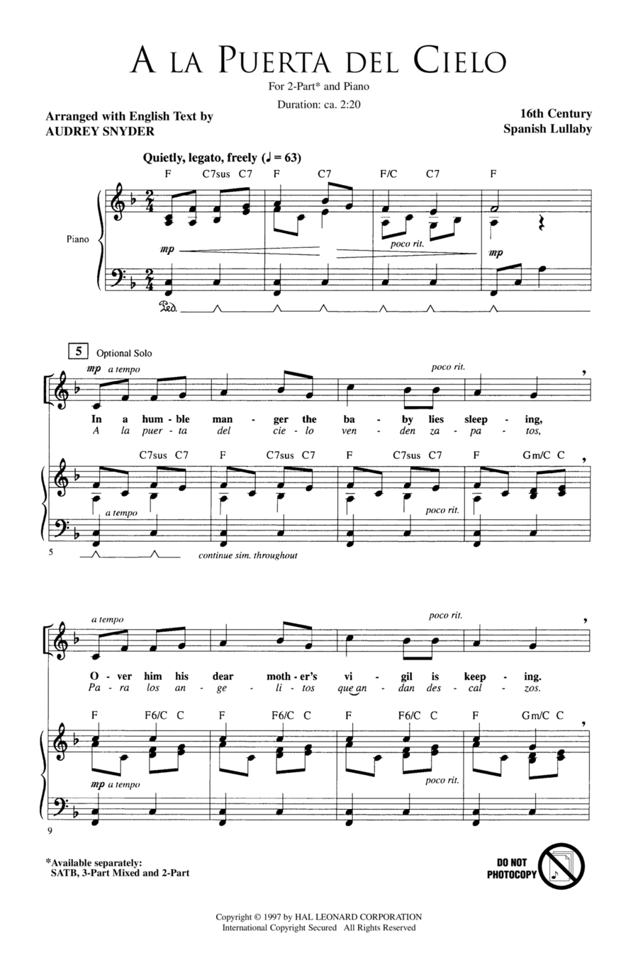 A La Puerta Del Cielo 2-Part scores gallery preview page 1