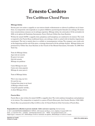 Book cover for Two Caribbean Choral Pieces
