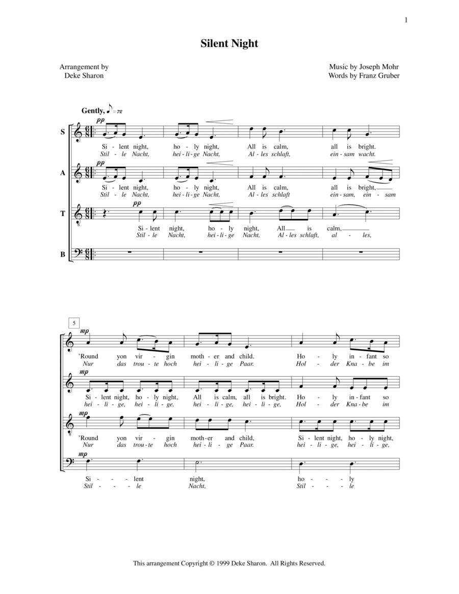 Silent Night 4-Part scores gallery preview page 1