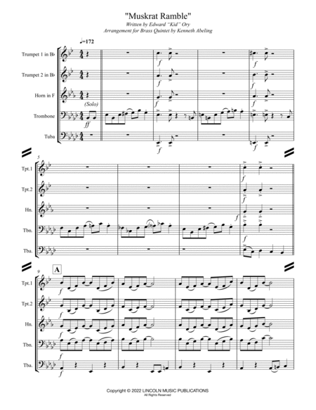 Muskrat Ramble (for Brass Quintet) by Kenneth Abeling Horn - Digital Sheet Music