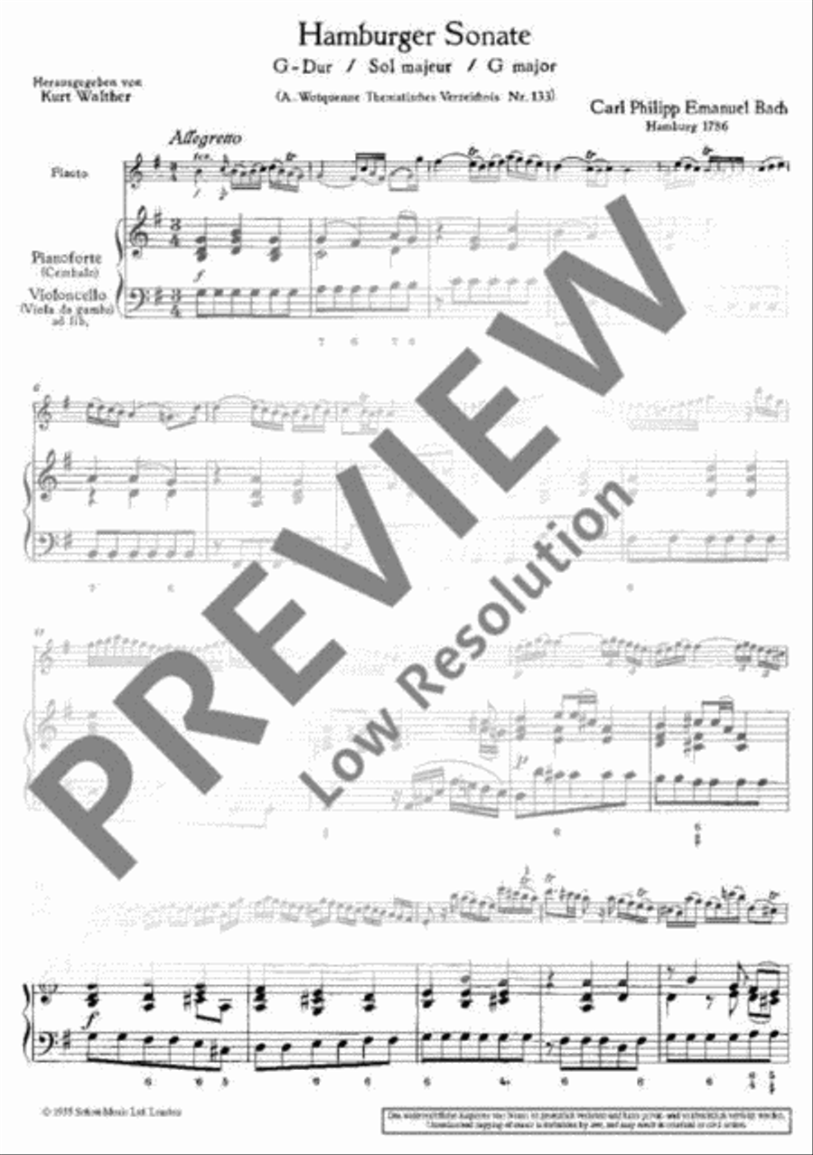 Hamburger Sonata G Major Flute scores gallery preview page 3