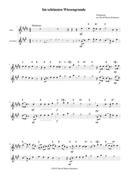 Im schönsten Wiesengrunde for flute, alto flute and guitar-chords image number null