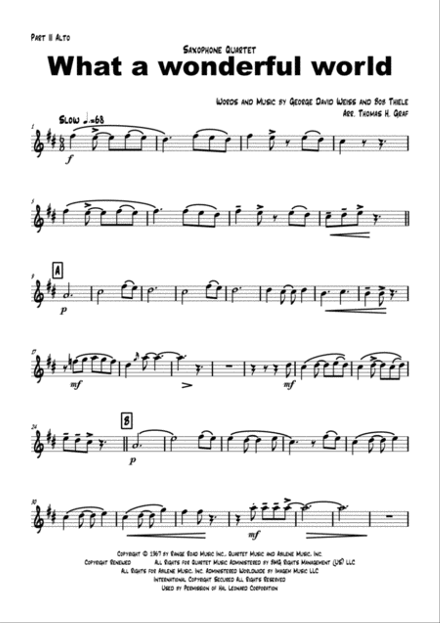 What A Wonderful World Saxophone Quartet scores gallery preview page 6