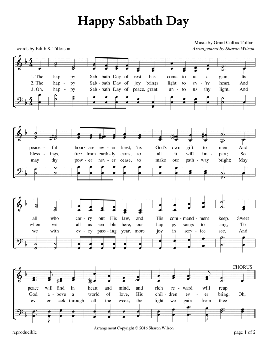 Happy Sabbath Day (Sabbath Celebration) High Voice scores gallery preview page 1
