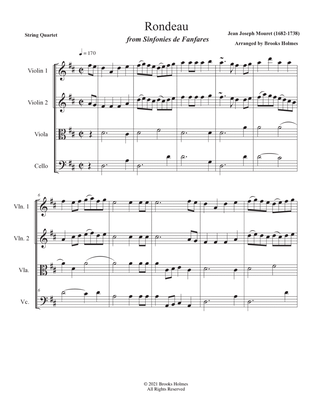 Rondeau "Theme from Masterpiece Theater" in D for String Quartet