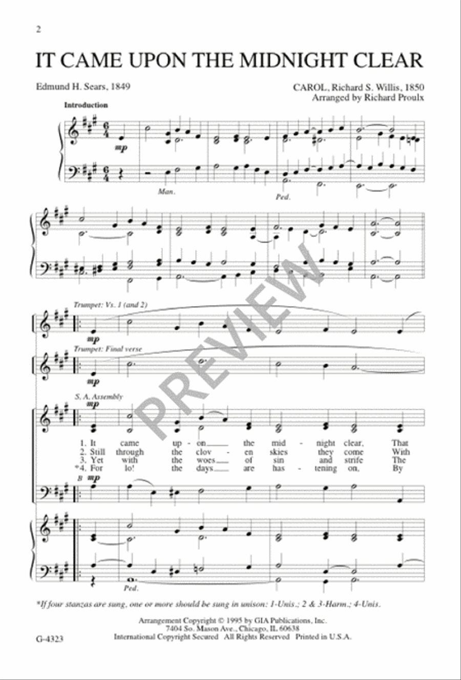 It Came upon the Midnight Clear 3-Part scores gallery preview page 1