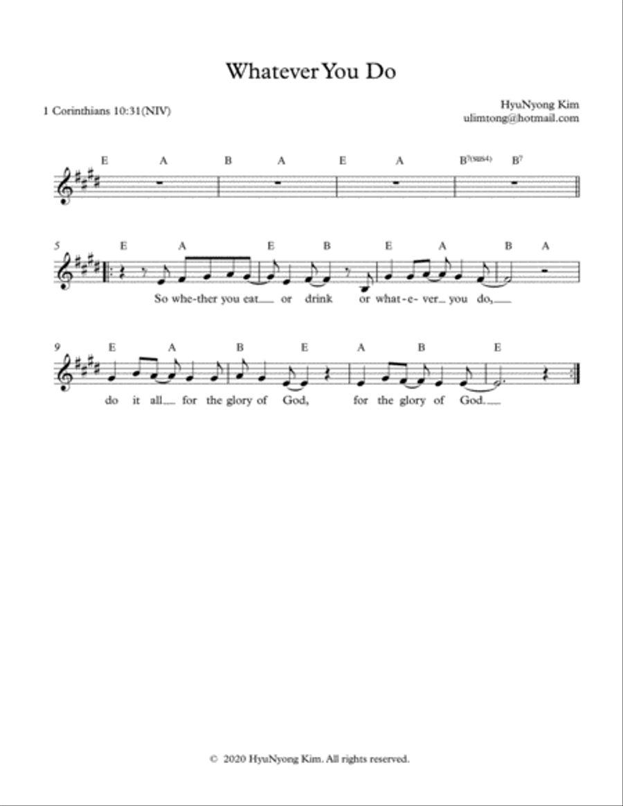 Whatever You Do Unison Choir scores gallery preview page 1