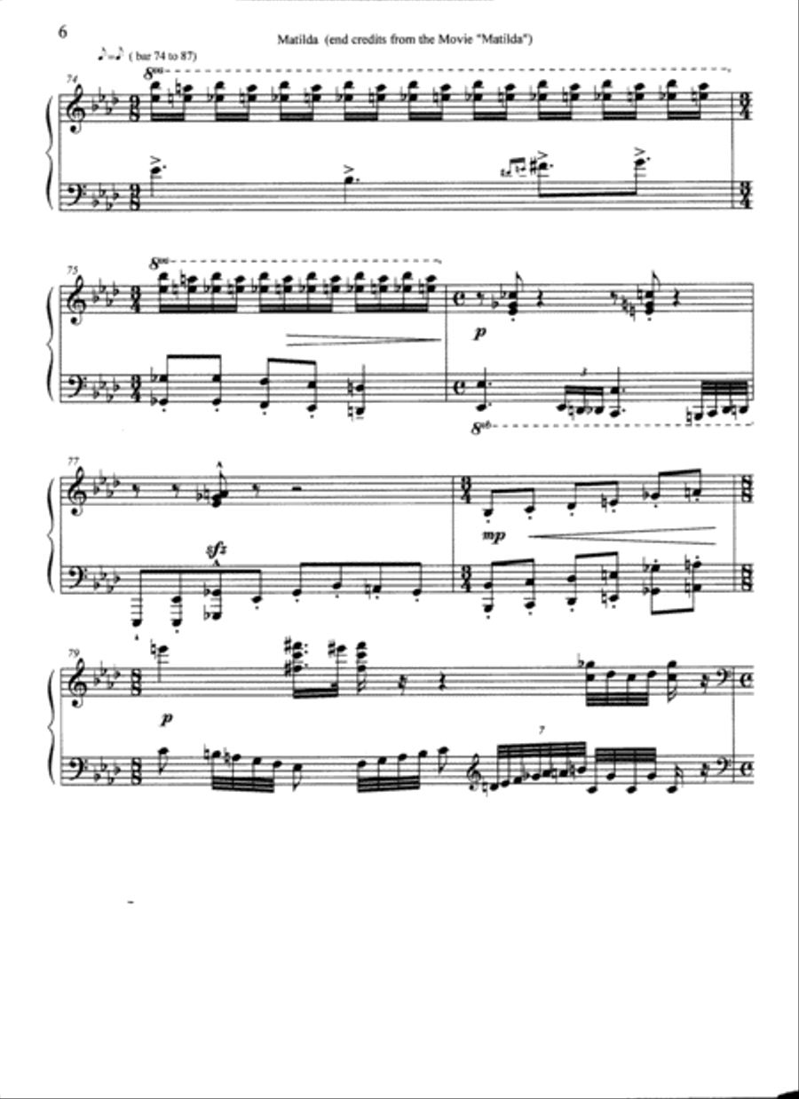 Matilda (film - Incidental Music) Piano Solo scores gallery preview page 6