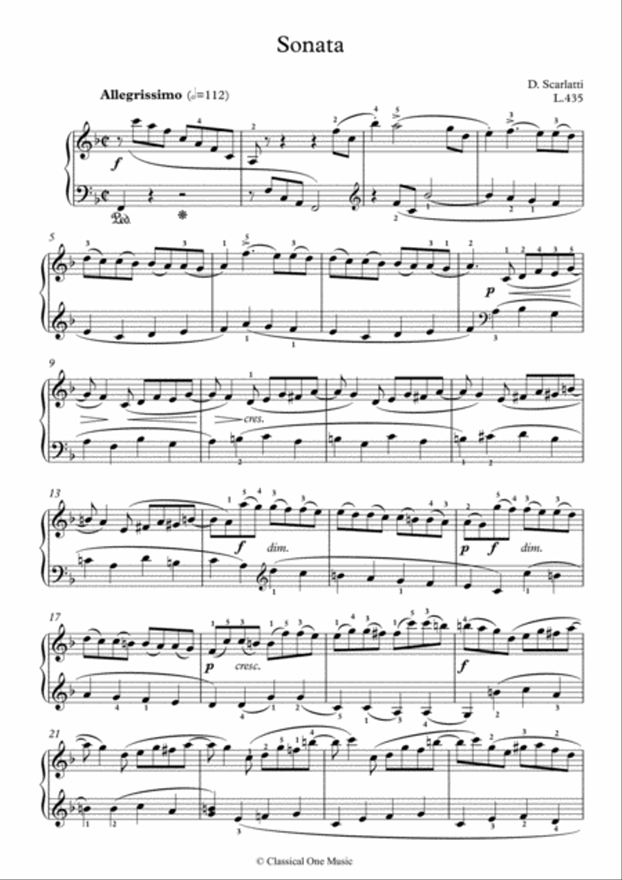 Scarlatti-Sonata in F-Major L.435 K.482(piano) Piano Solo scores gallery preview page 2