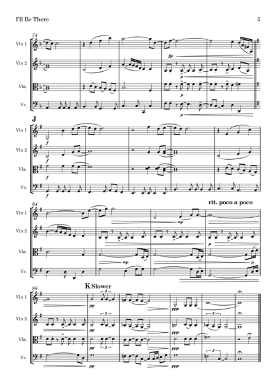 I'll Be There I'll Be There String Quartet scores gallery preview page 5