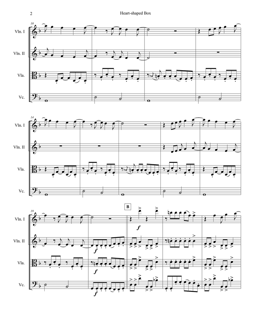 Heart Shaped Box by Nirvana - String Quartet - Digital Sheet