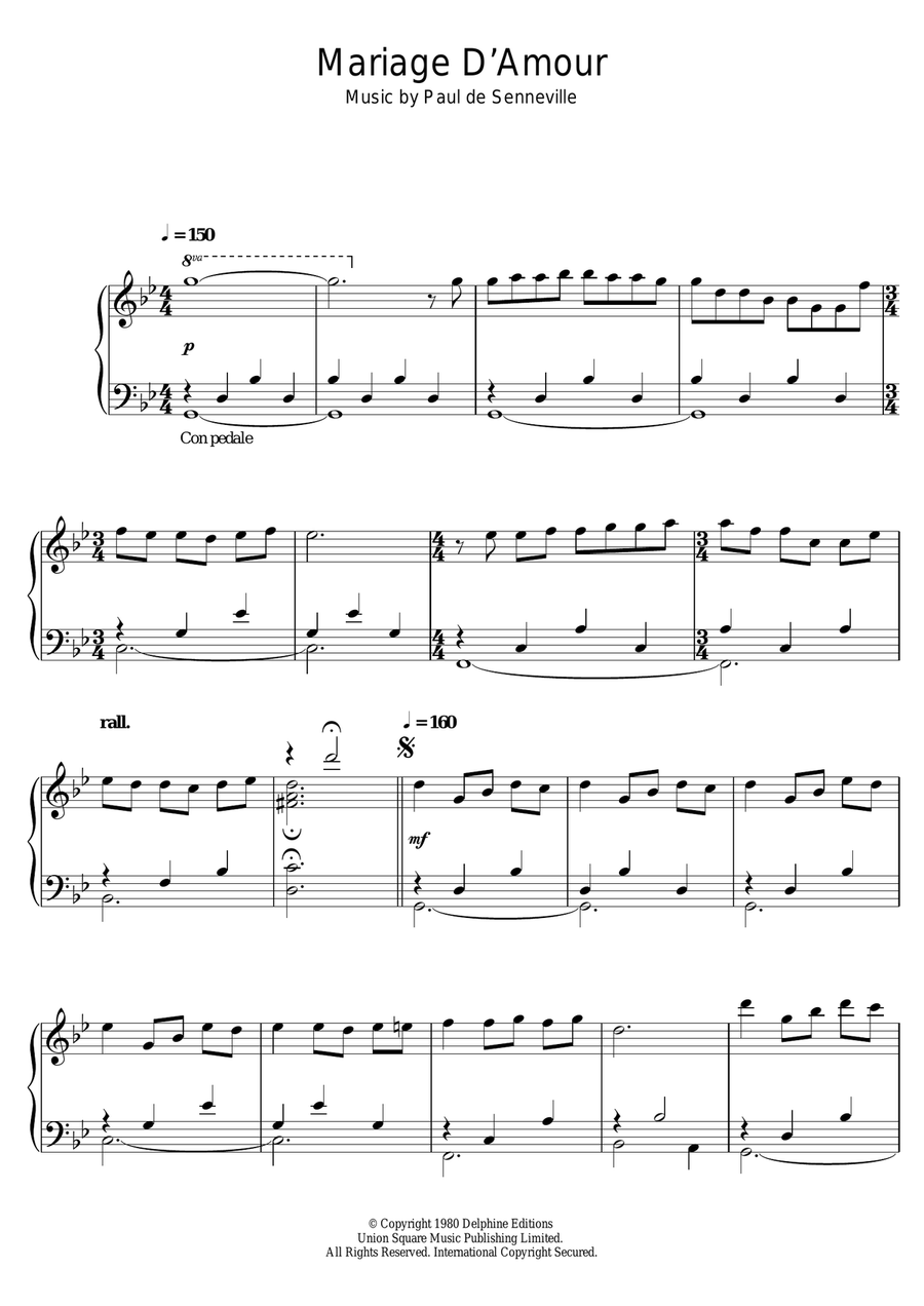 Mariage D'Amour Piano Solo scores gallery preview page 1
