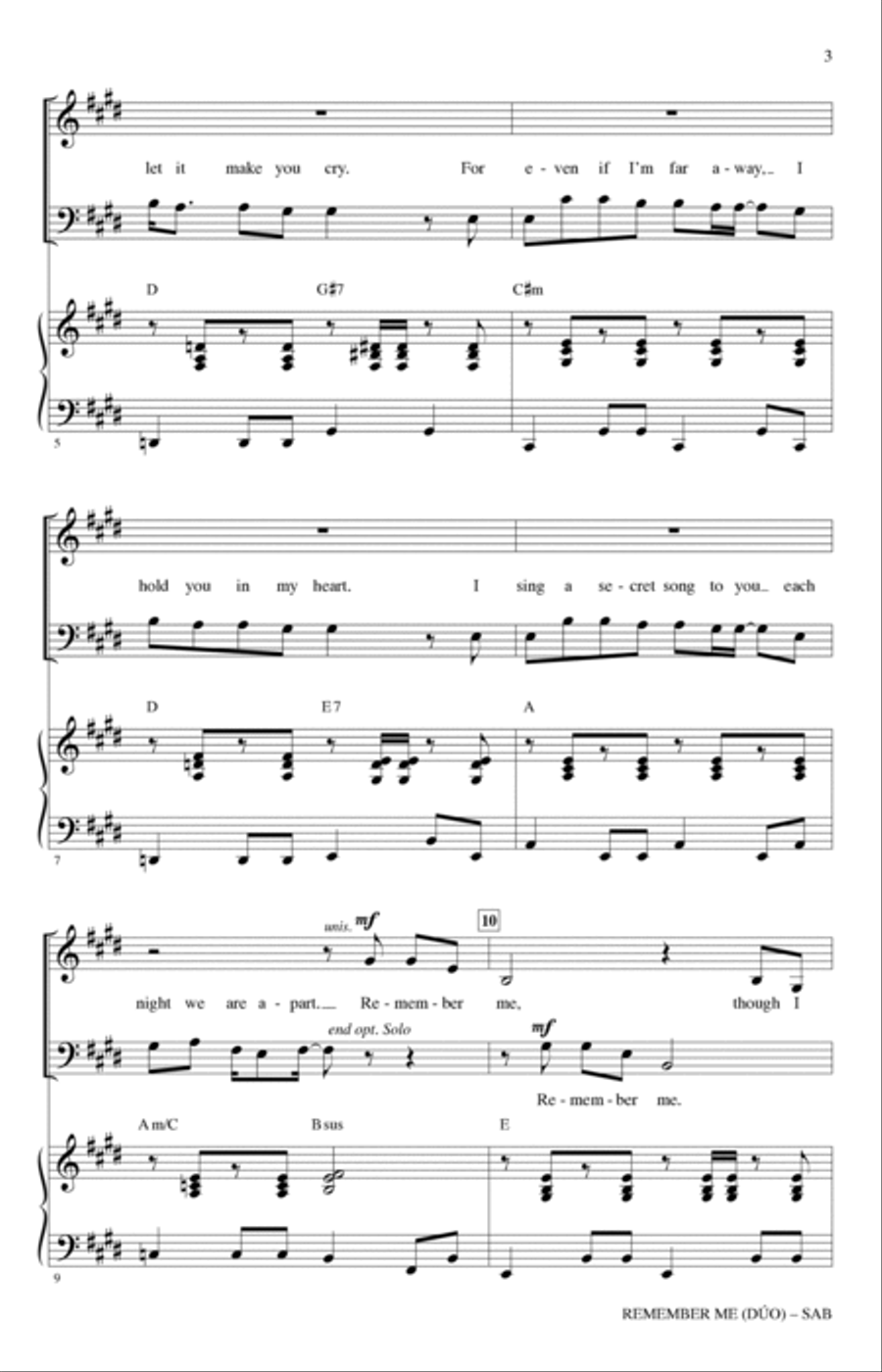 Remember Me (Duo) (from Coco) (arr. Audrey Snyder) 3-Part scores gallery preview page 2